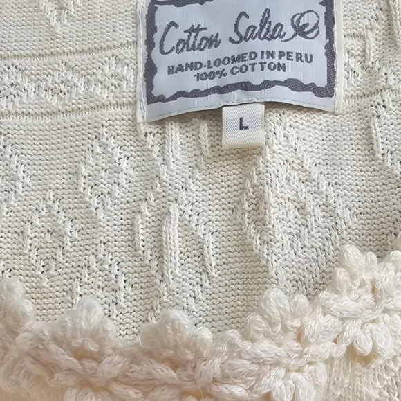 Cotton Salsa - Vintage Hand-Loomed In Peru 100% Cotton Sleeveless Top - Picture 5 of 9